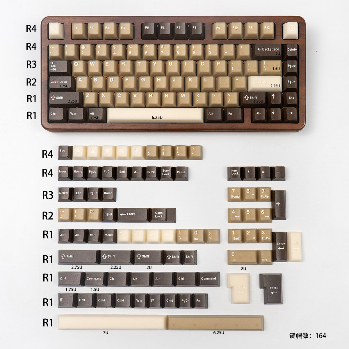 Coconut Latte Semi-Transparent Keycap Set — 164 Keys, Cherry Height, PBT+PC