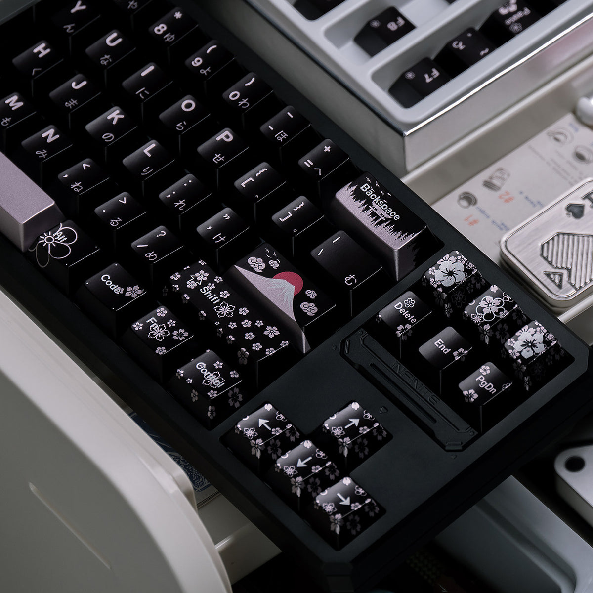 Sakura Spring Keycaps – 122-Key PBT Dye-Sublimated Set with Metallic Finish, Cherry Profile