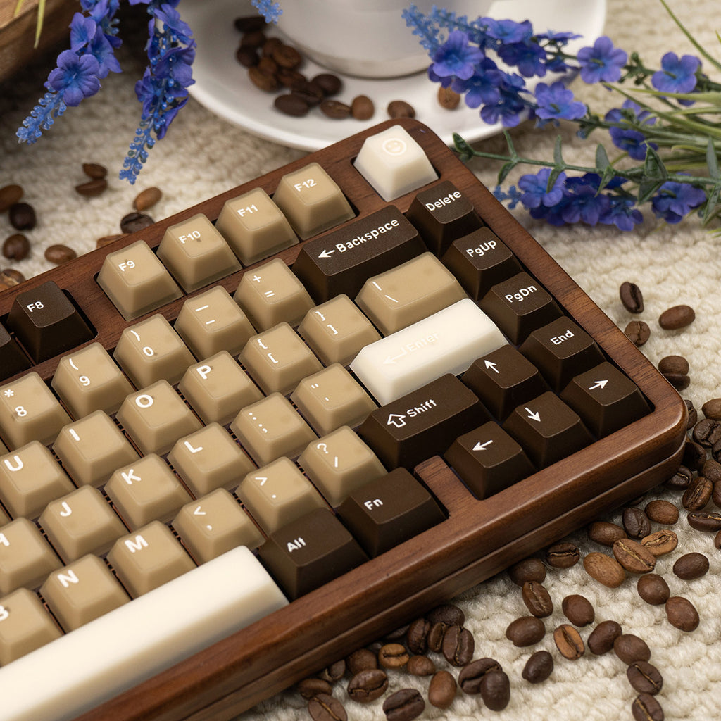 Coconut Latte Semi-Transparent Keycap Set — 164 Keys, Cherry Height, PBT+PC