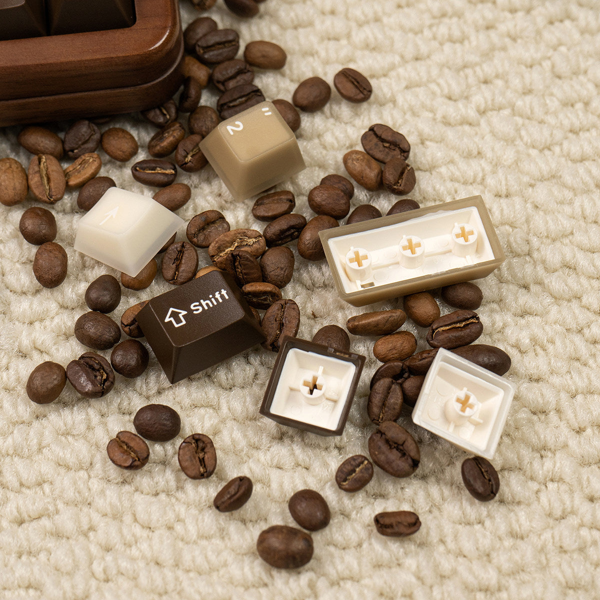 Coconut Latte Semi-Transparent Keycap Set — 164 Keys, Cherry Height, PBT+PC
