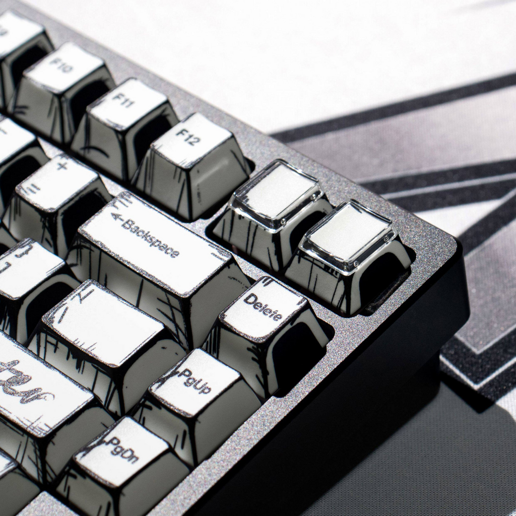 Comic Book White Cherry PBT Keycap Set – 141 Keys