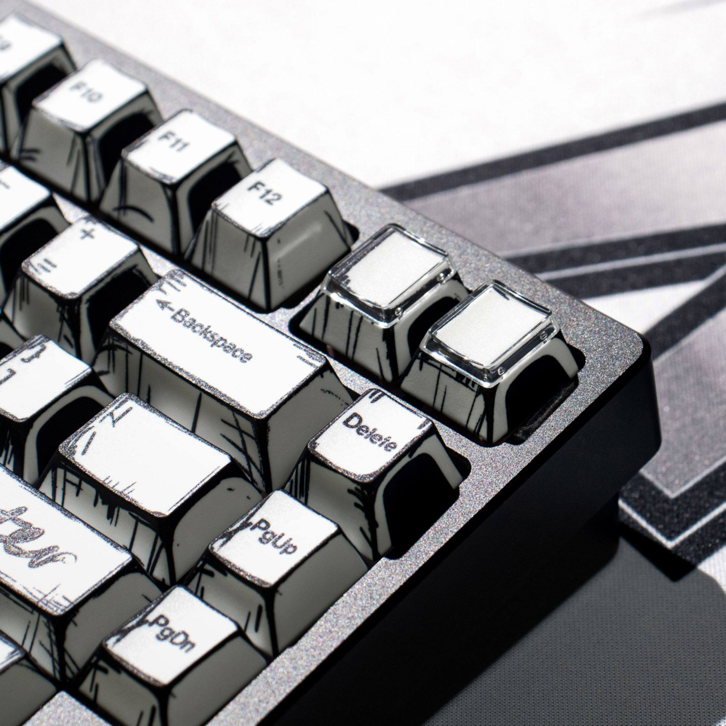 Comic Book White Cherry PBT Keycap Set – 141 Keys