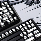 Comic Book White Cherry PBT Keycap Set – 141 Keys