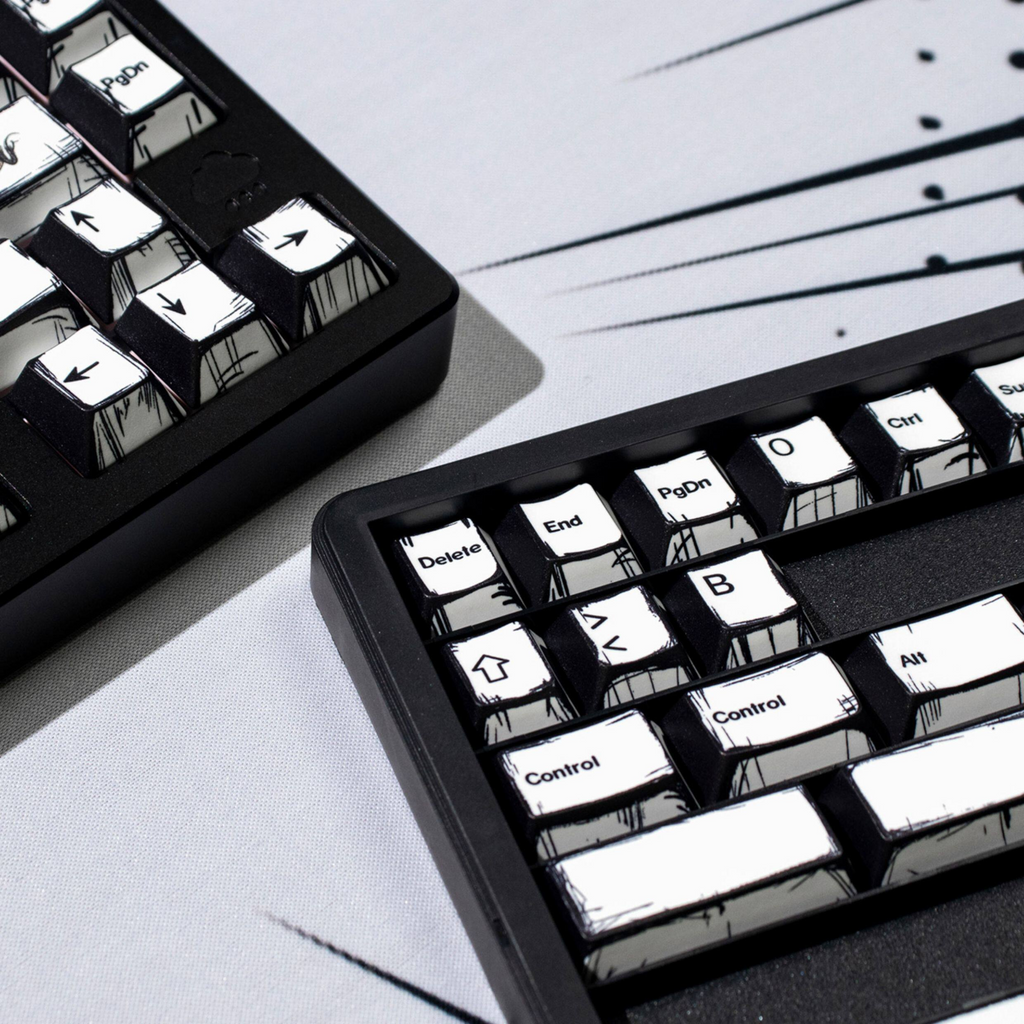 Comic Book White Cherry PBT Keycap Set – 141 Keys
