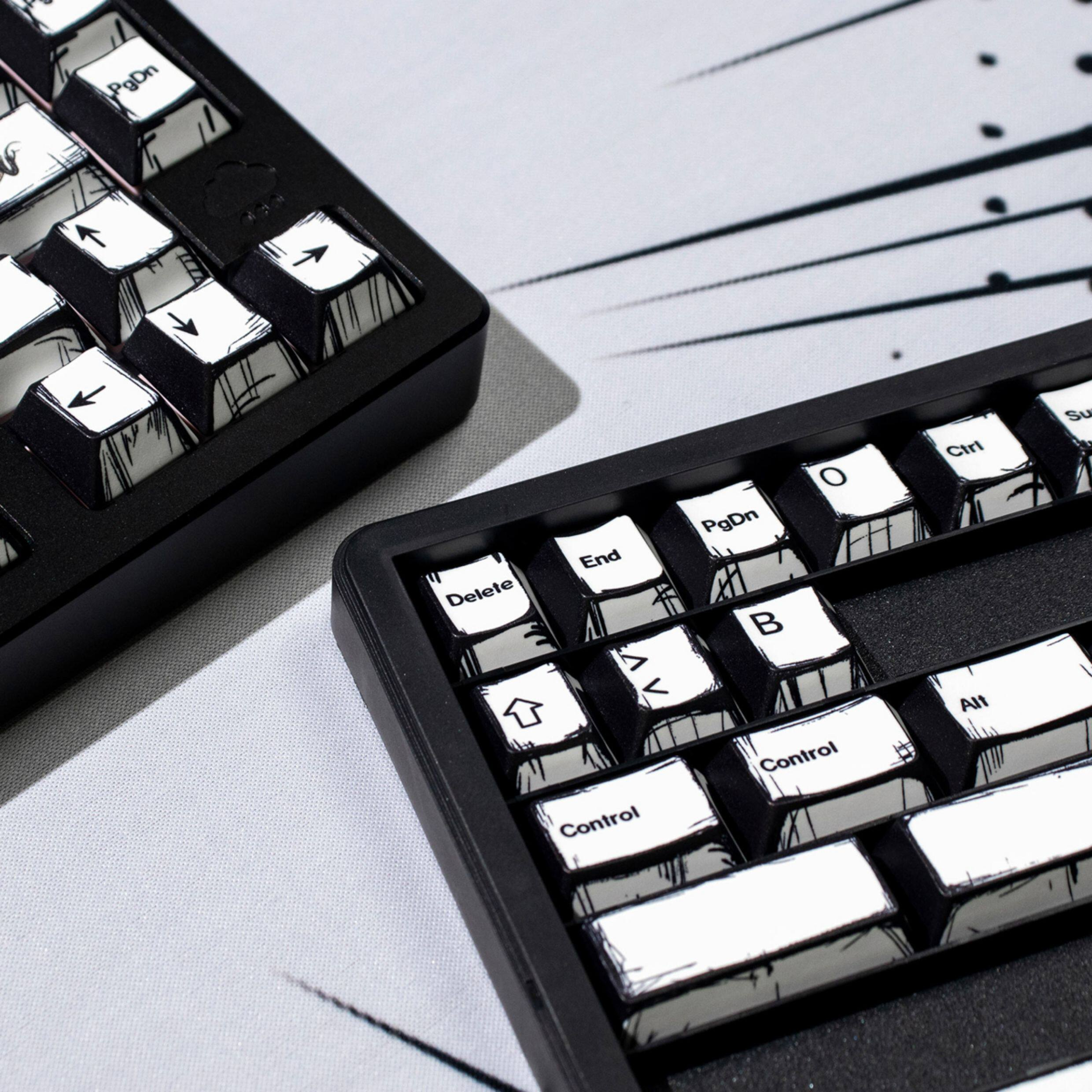 Comic Book White Cherry PBT Keycap Set – 141 Keys