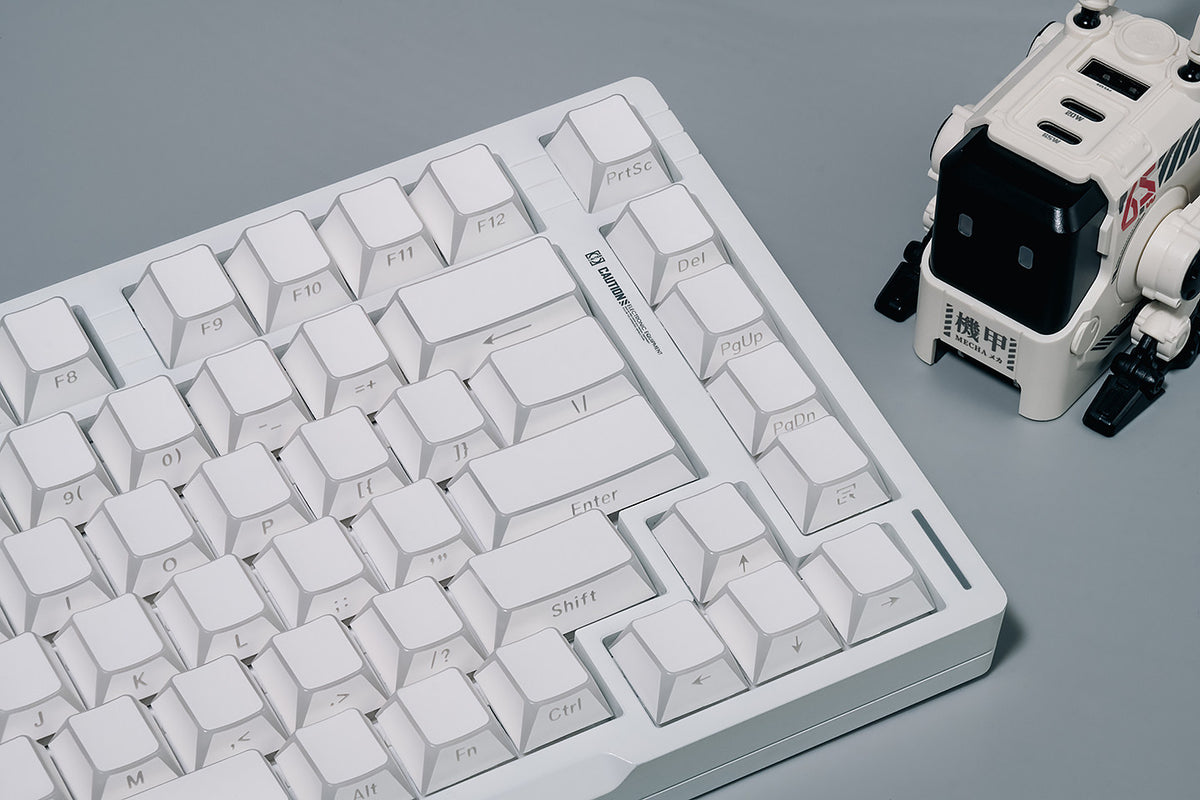 White Backlit Keycaps – Reflective Hollow-Out, PC + PBT Double-Shot, Cherry Profile
