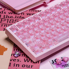 Translucent Pink PC Keycaps for Mechanical Keyboard — Pink Spring Harmony (112 Keys)