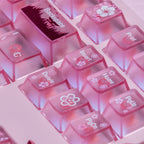 Translucent Pink PC Keycaps for Mechanical Keyboard — Pink Spring Harmony (112 Keys)