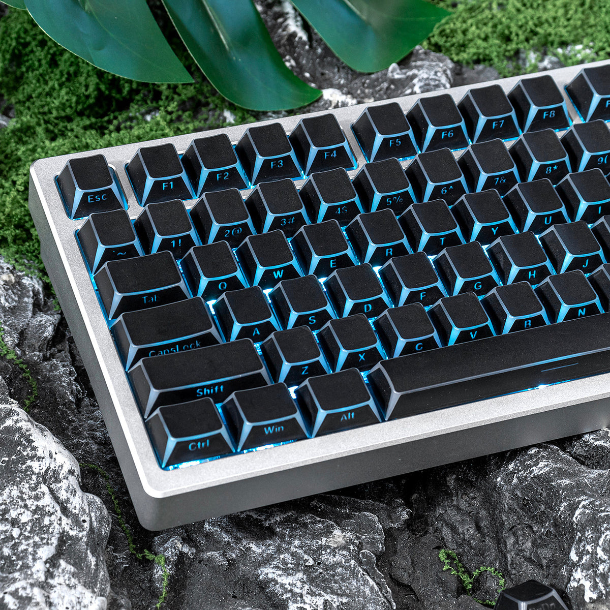 Black Backlit Keycaps - Reflective Hollow-Out, PC + PBT Double-Shot, Cherry Profile