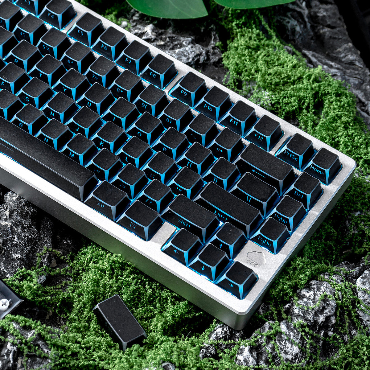 Black Backlit Keycaps - Reflective Hollow-Out, PC + PBT Double-Shot, Cherry Profile