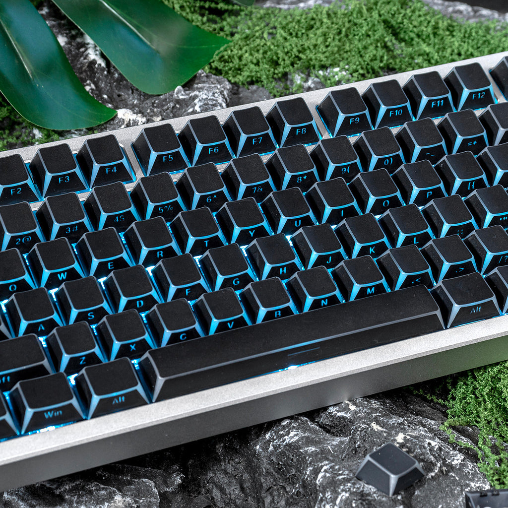 Black Backlit Keycaps - Reflective Hollow-Out, PC + PBT Double-Shot, Cherry Profile