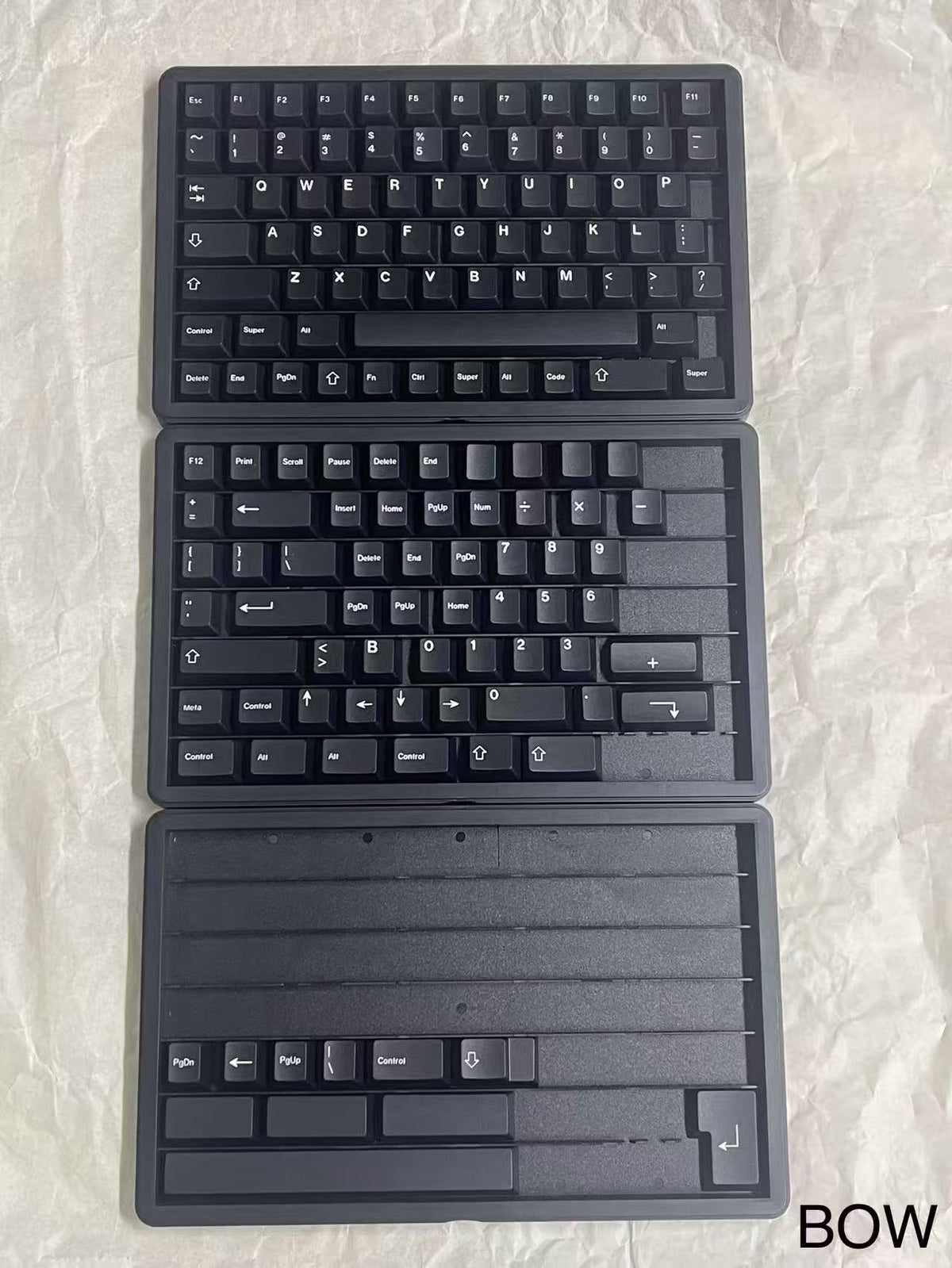 Black PBT Keycaps Top-Printed — BOW Dye-Sub Set, 143 Keys