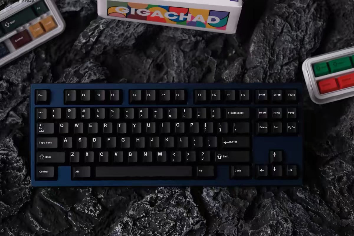 Black PBT Keycaps Top-Printed — BOW Dye-Sub Set, 143 Keys