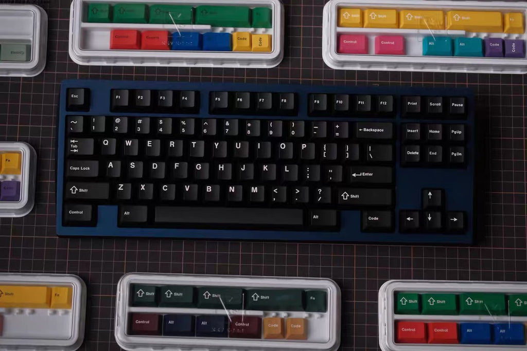 Black PBT Keycaps Top-Printed — BOW Dye-Sub Set, 143 Keys
