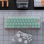 Translucent PC Keycaps — Misty Jade Green & White Set, 132 Keys