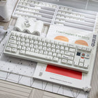 Minimalist White Keycaps – Irregular Braun-Style PBT Dye-Sublimated Set, Cherry Profile