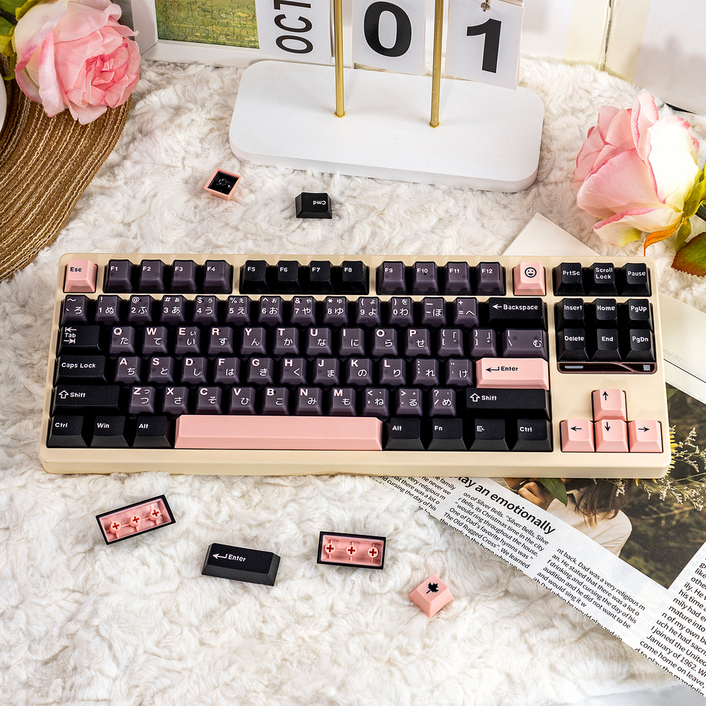 Night Sakura PBT/PC Keycaps – Cherry Profile (164 Keys)