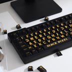 PBT Keycaps Large-Print — Black & Gold Dye-Sub Set, 130 Keys