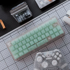 Translucent PC Keycaps — Misty Jade Green & White Set, 132 Keys