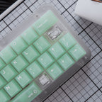 Translucent PC Keycaps — Misty Jade Green & White Set, 132 Keys