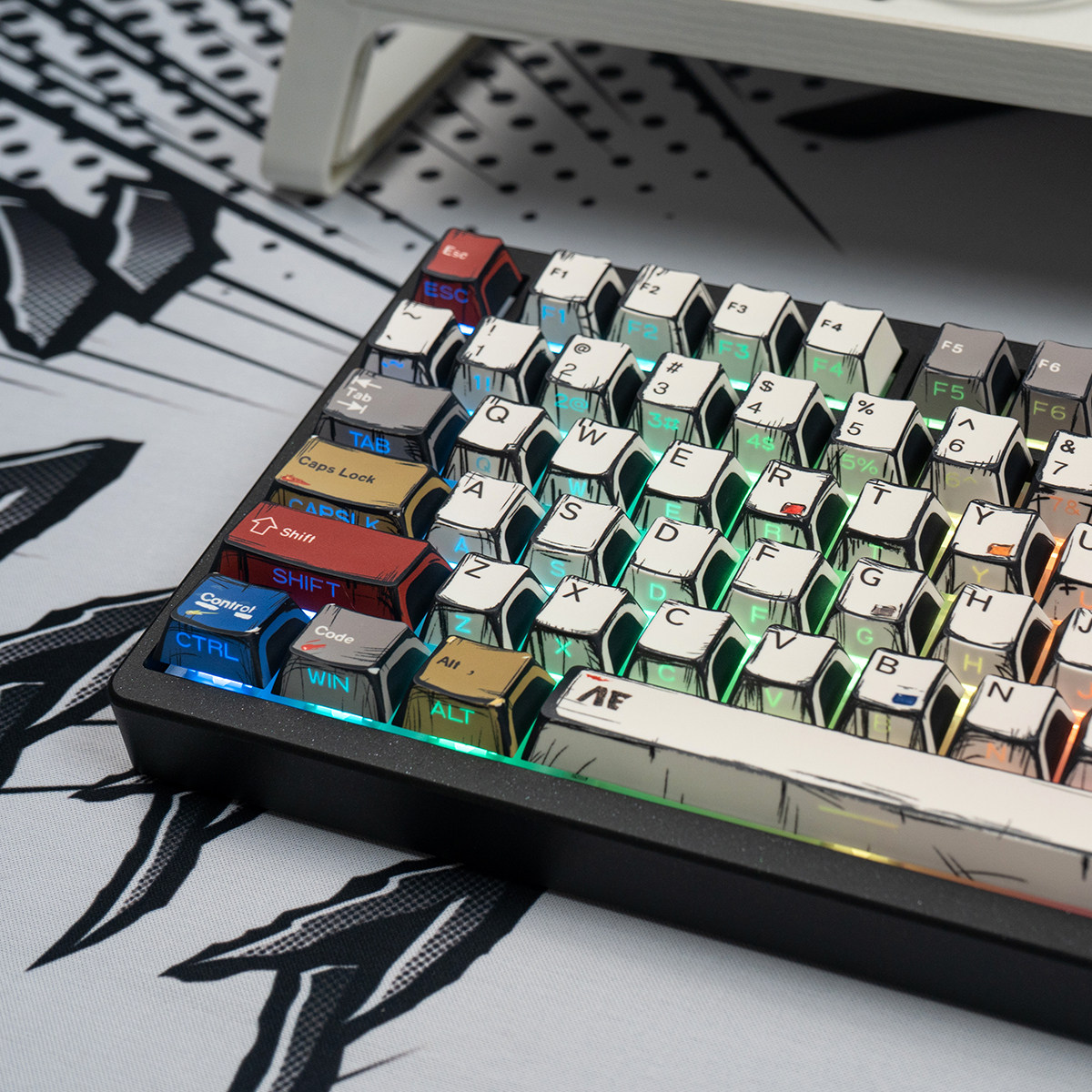 Comic Mixed Light Manga Style Cherry PBT Keycap Set – 141 Keys