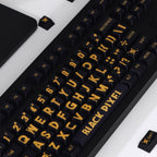 PBT Keycaps Large-Print — Black & Gold Dye-Sub Set, 130 Keys