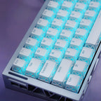 White Backlit Keycaps – Reflective Hollow-Out, PC + PBT Double-Shot, Cherry Profile