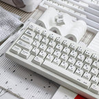 Minimalist White Keycaps – Irregular Braun-Style PBT Dye-Sublimated Set, Cherry Profile