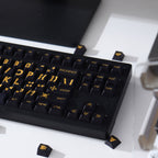 PBT Keycaps Large-Print — Black & Gold Dye-Sub Set, 130 Keys