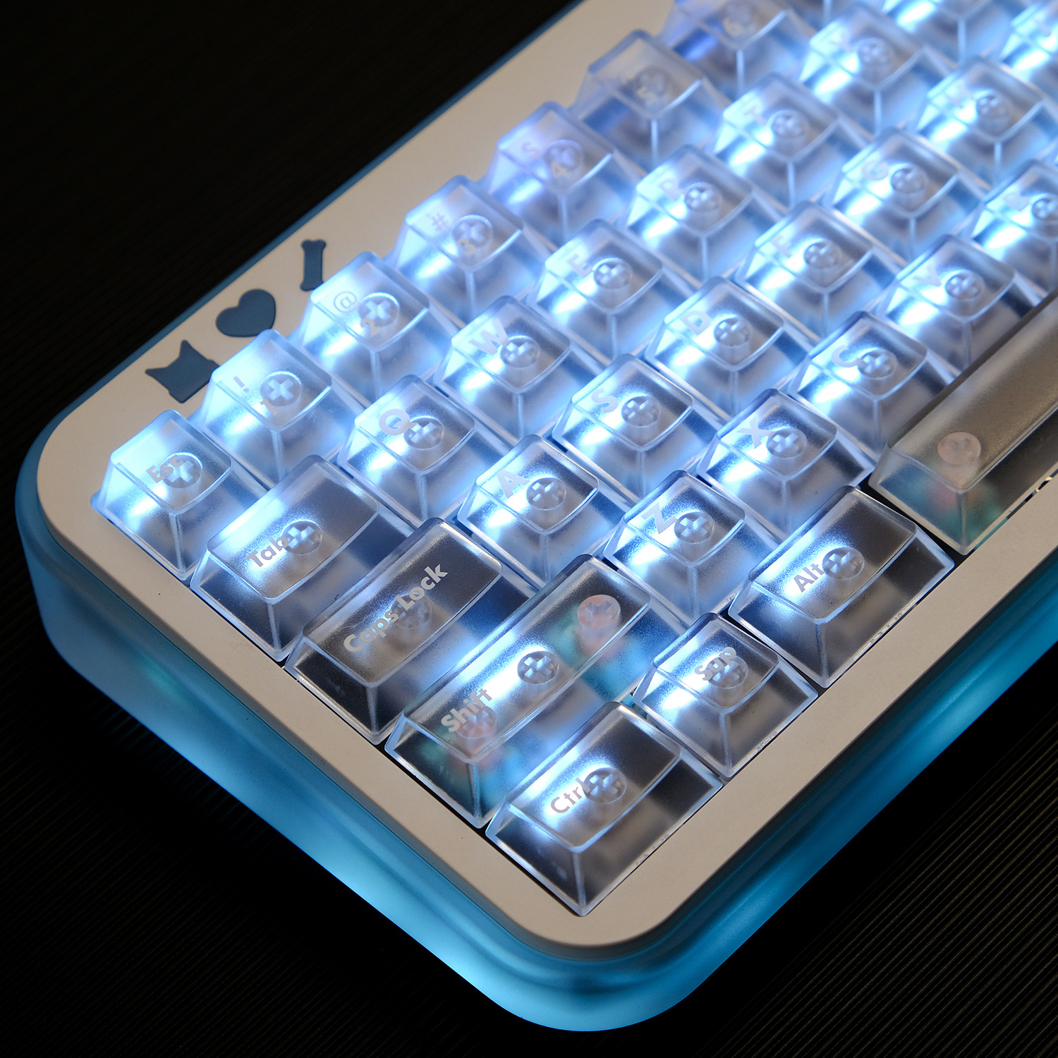White Foggy Transparent Keycap Set – Cherry Profile PC 122 Keys