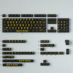 PBT Keycaps Large-Print — Black & Gold Dye-Sub Set, 130 Keys