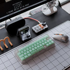 Translucent PC Keycaps — Misty Jade Green & White Set, 132 Keys