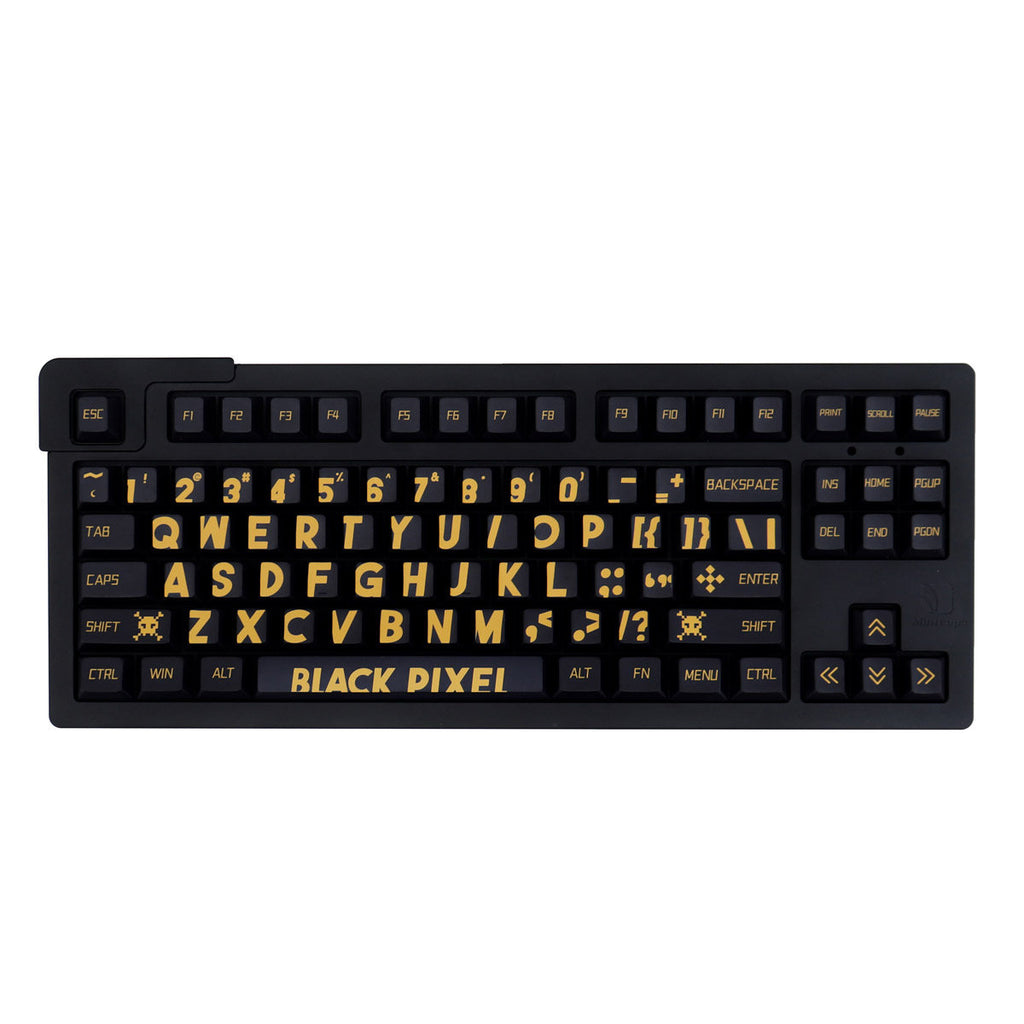 PBT Keycaps Large-Print — Black & Gold Dye-Sub Set, 130 Keys