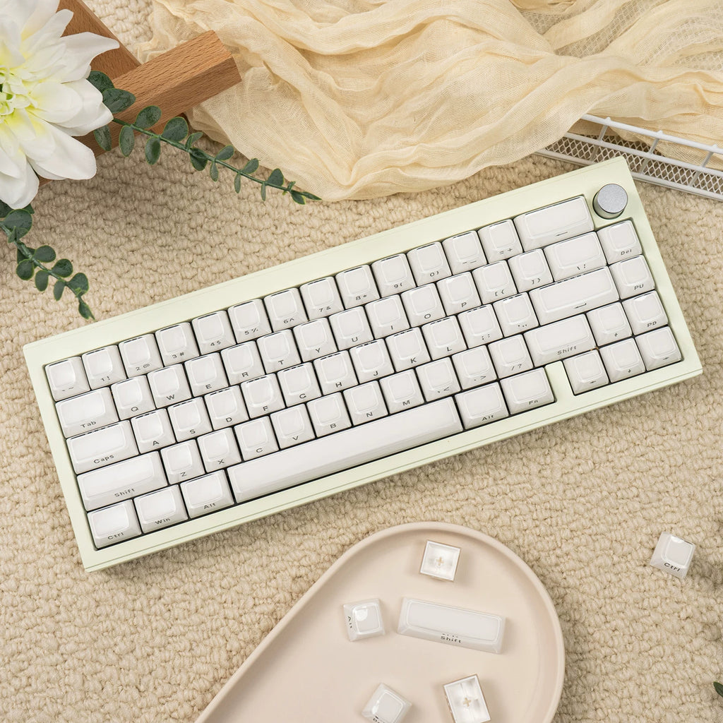 White Side-Printed Keycaps Shine Through — Glacier Double-Shot ABS Set (113 Keys)