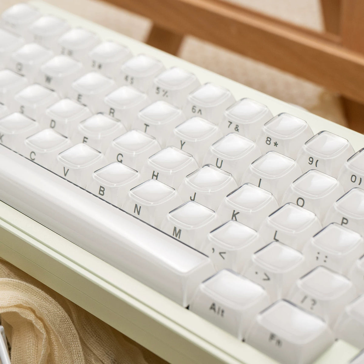 White Side-Printed Keycaps Shine Through — Glacier Double-Shot ABS Set (113 Keys)