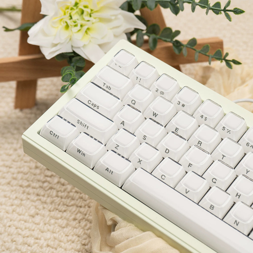 White Side-Printed Keycaps Shine Through — Glacier Double-Shot ABS Set (113 Keys)
