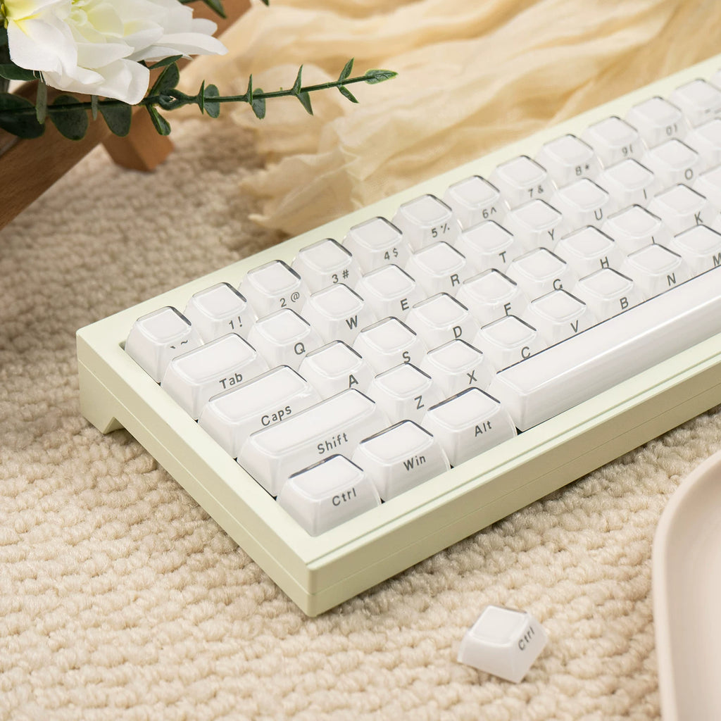 White Side-Printed Keycaps Shine Through — Glacier Double-Shot ABS Set (113 Keys)