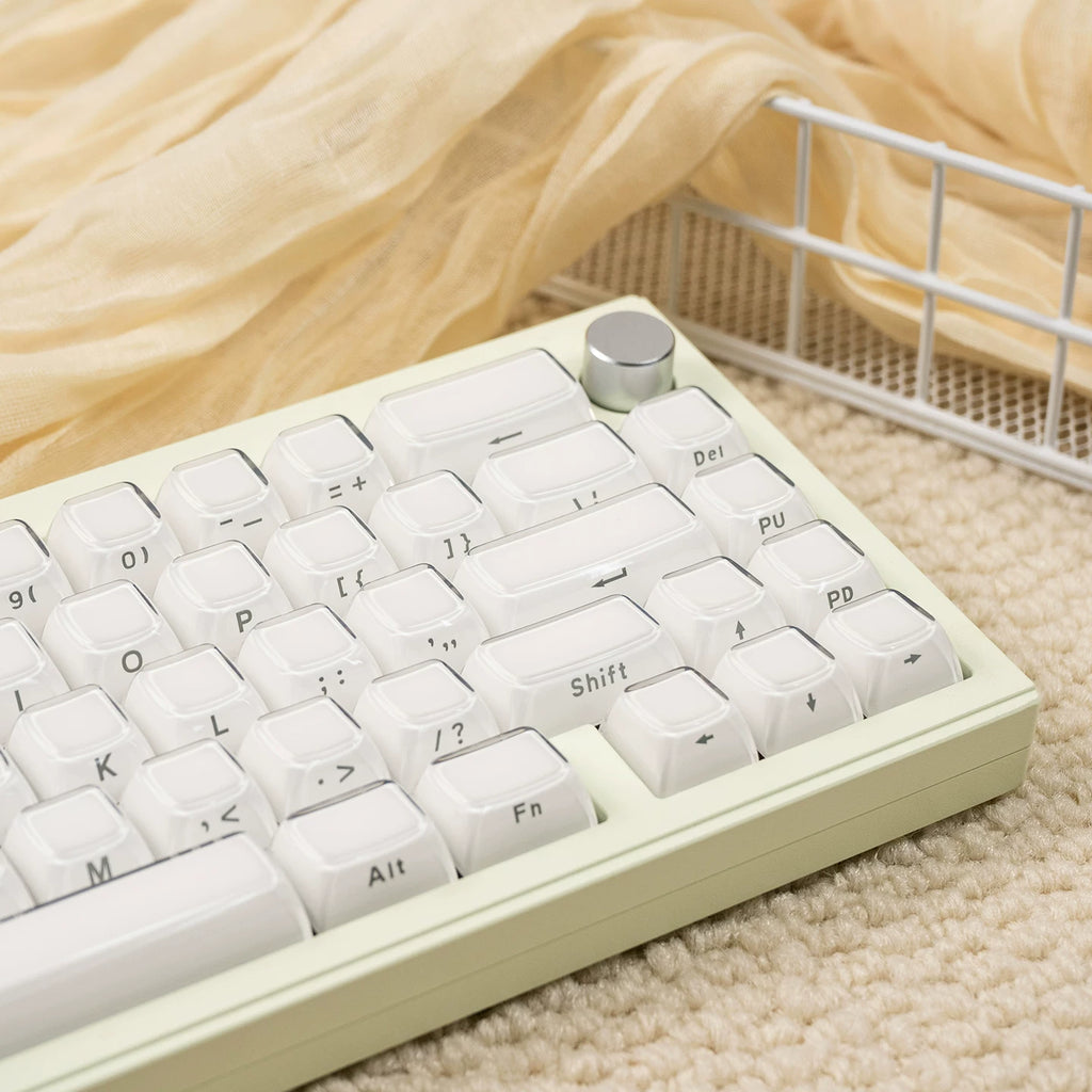 White Side-Printed Keycaps Shine Through — Glacier Double-Shot ABS Set (113 Keys)