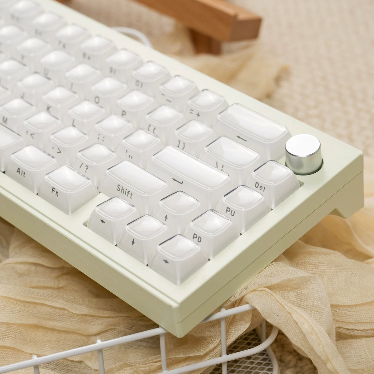 White Side-Printed Keycaps Shine Through — Glacier Double-Shot ABS Set (113 Keys)