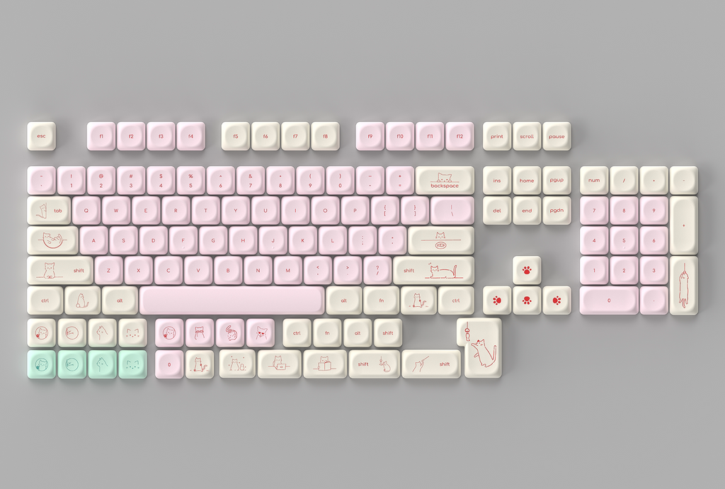 Pink Kitten MOA PBT keycap set