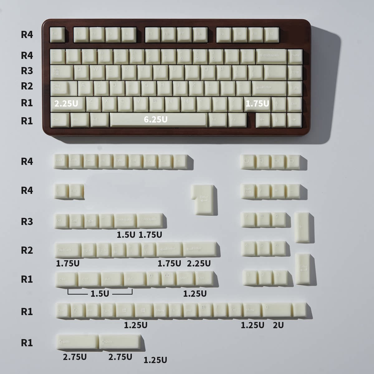 White Jade Cherry PBT Keycap Set – 162 Keys
