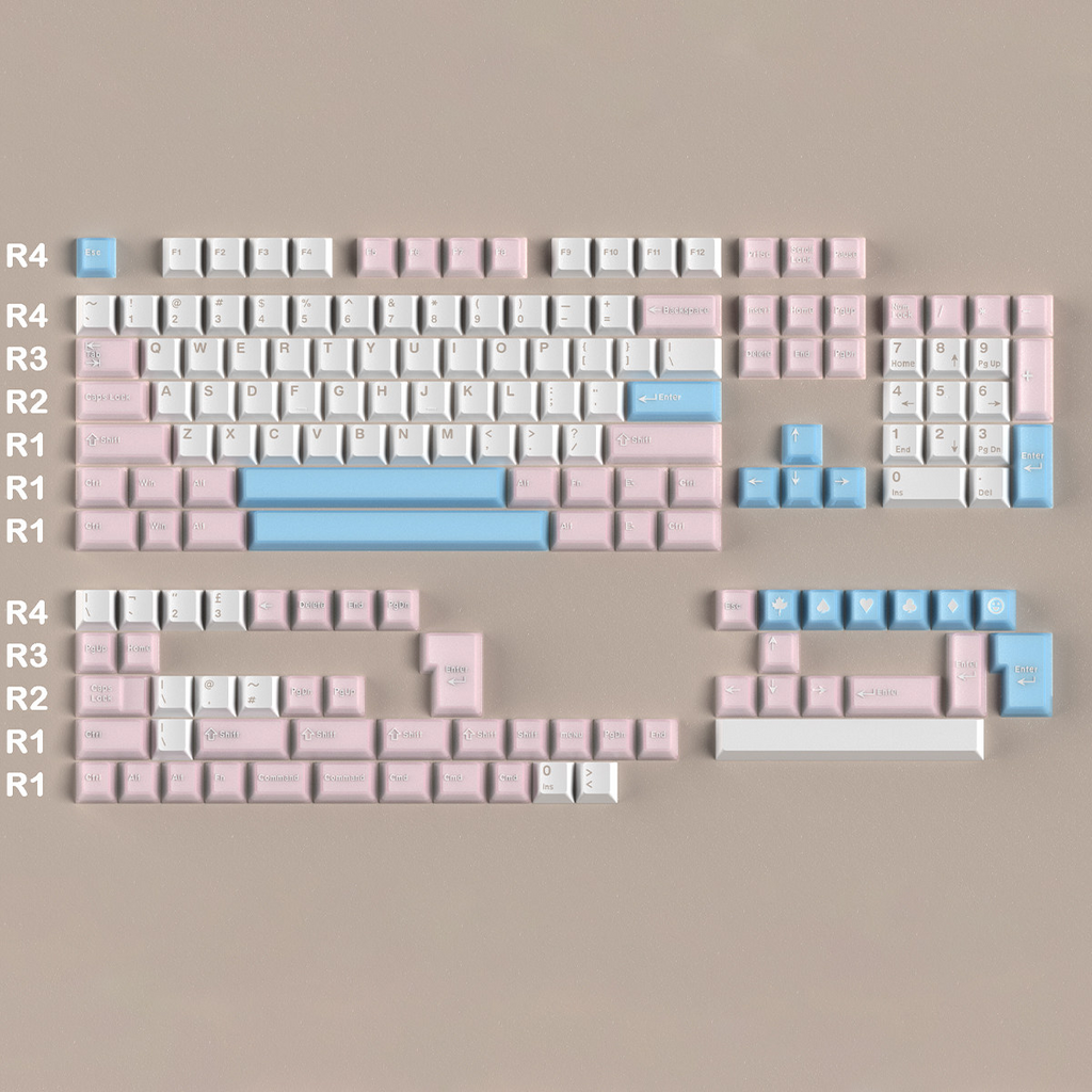 White Peach Oolong Cherry PBT PC Keycap Set – 164 Keys