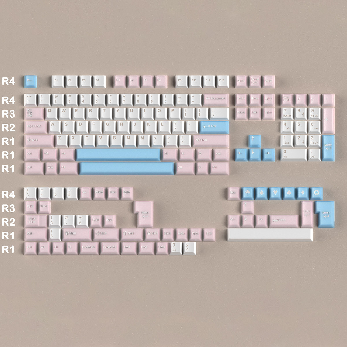 White Peach Oolong Cherry PBT PC Keycap Set – 164 Keys