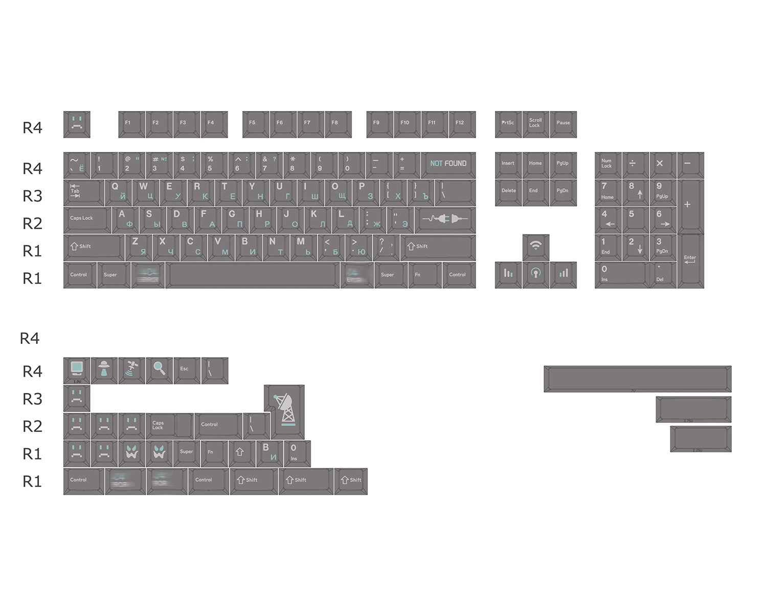 Error 404 Grey Keycap Set – Cherry Profile PBT 141 Keys