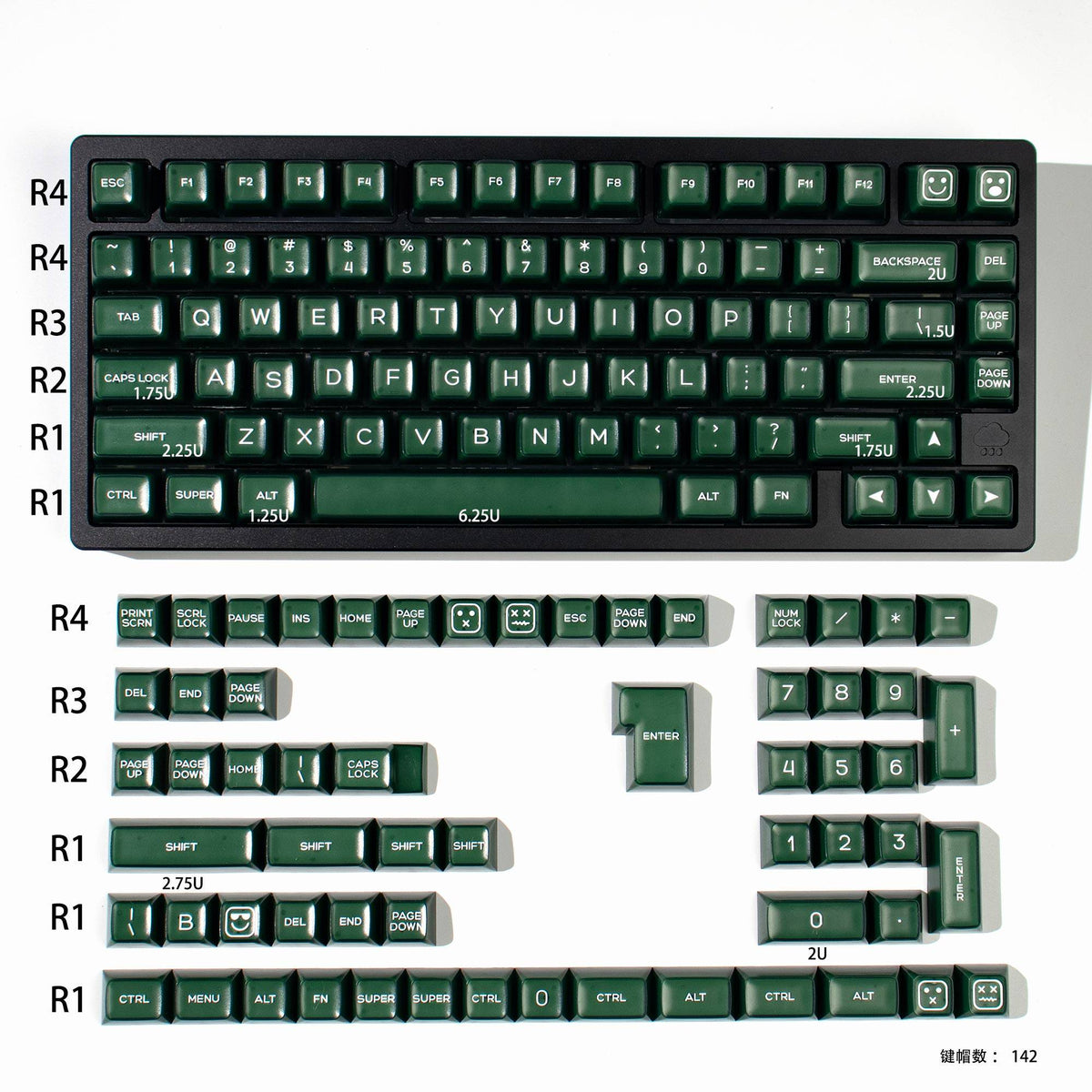 SA Profile Emerald Green Keycaps – 142-Key PBT Double-Shot Set
