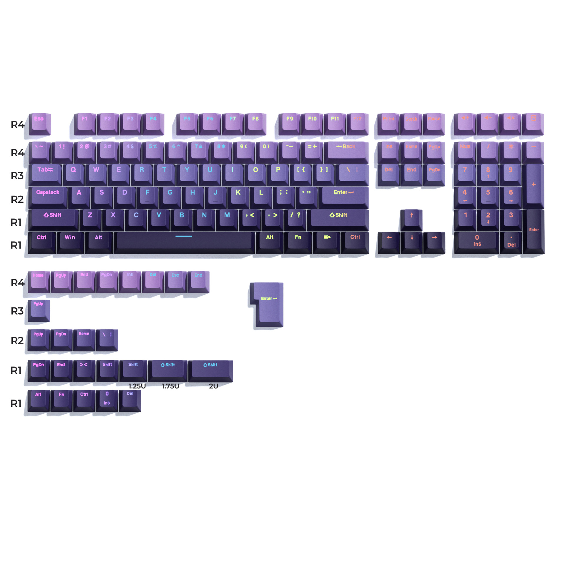 XVX Gradient Shine-Through PBT OEM Keycaps (134 Keys)