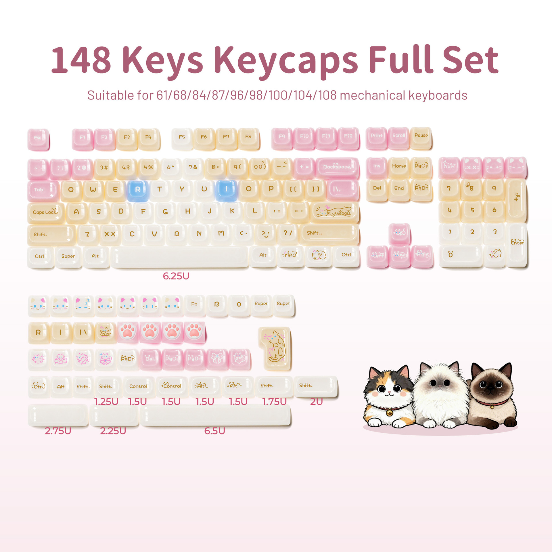 XVX House Cat MAO Profile Keycaps Set